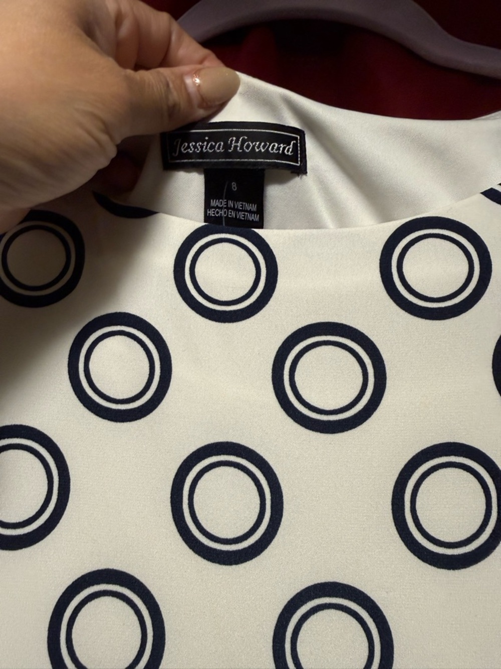 Jessica Howard Navy, White & Green Geometric Midi Dress - Picture 3 of 7